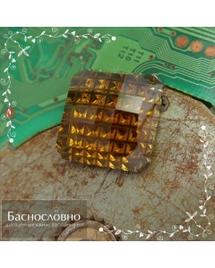 Натуральный медово-коричневый дымчатый кварц (раухтопаз) из Бразилии огранка Процессор 14,96x14,93мм 13,45 карат (Драгоценный камень)