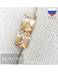 Пара натуральных полихромных цирконов из Танзании огранки Баснословно октагон 6,53x4,99 6,48x4,94мм 2,66 карата (драгоценный камень)