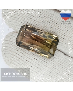 Сертифицированный натуральный полихромный турмалин из Афганистана огранки в Баснословно радиант 18,82x10,86мм 15,56 карата (драгоценный камень)