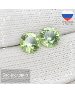 Пара натуральных хризолитов (перидотов) из Пакистана огранка Кр57 6,98-6,96 6,96-6,94мм 2,53 карата (драгоценный камень)
