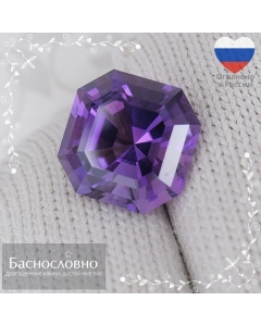 Натуральный ярко-фиолетовый аметист из Бразилии огранки Баснословно ашер 11,93х11,92мм 8,00 карат (драгоценный камень)