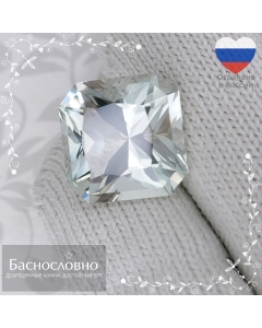 Натуральный пастельно-зелёный празиолит из Бразилии огранки Баснословно квадрат-октагон 13,97х13,95мм 12,29 карат (драгоценный камень Баснословно)