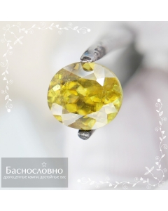 Сертифицированный природный яркий зелёно-жёлтый сфен (титанит) из Пакистана огранки овал 10,16x9,08мм 4,24 карата (драгоценный камень)