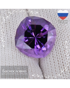 Натуральный ярко-фиолетовый аметист из Бразилии огранки Баснословно кушон 13,97х13,95мм 10,39 карат (драгоценные камни Баснословно)