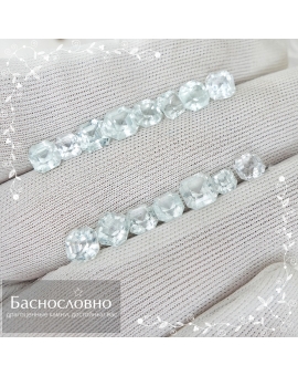 Гарнитур 15 натуральных бесцветных бериллов (гошенит) из Бразилии огранки квадрат-октагон 4-5,5мм 10,39 карат (драгоценный камень)