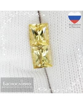 Пара натуральных золотистых гелиодоров (берилл) из Бразилии огранки Баснословно октагон 7,95x6,93 7,95x6,90мм 4,00 карат (драгоценные камни)