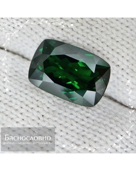 Сертифицированный натуральный насыщенно-зелёный цаворит (гранат) из Кении огранки фантазийный кушон 11,91x8,04мм 4,48 карата (драгоценный камень)