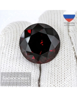 Натуральный тёмно-красный гранат пироп-альмандин из Мозамбика огранки Баснословно круг 17,22-17,20мм 24,91 карат (драгоценный камень)