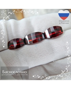 Гарнитур три натуральных оранжевато-красных граната из Танзании огранки в Баснословно Долька 15,26x7,31 12,23x7,31 12,17x7,30мм 13,37 карат (драгоценный камень)