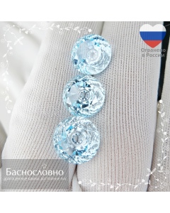 Гарнитур три натуральных небесно-голубых топаза (оттенок sky blue) из Нигерии огранки Пузырёк 12,34x12,21 12,14x12,06 12,08x12,01мм 24,79 карат (драгоценный камень)