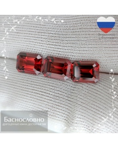 Гарнитур три оранжевато-красных граната из Танзании огранки в Баснословно октагон 8,07x6,03 8,04x6,03 7,97x5,93мм 5,99 карат