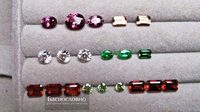 Драгоценные камни Баснословно № 576: Гранаты Танга, цирконы, демантоиды, русская огранка с сертификатами Гемцентра МГУ